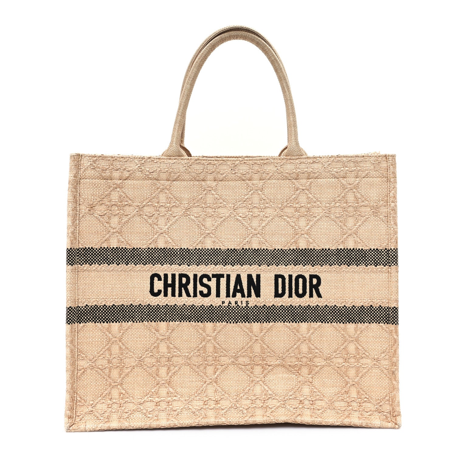 Christian Dior Raffia Cannage Large Book Tote Natural 1 of 12