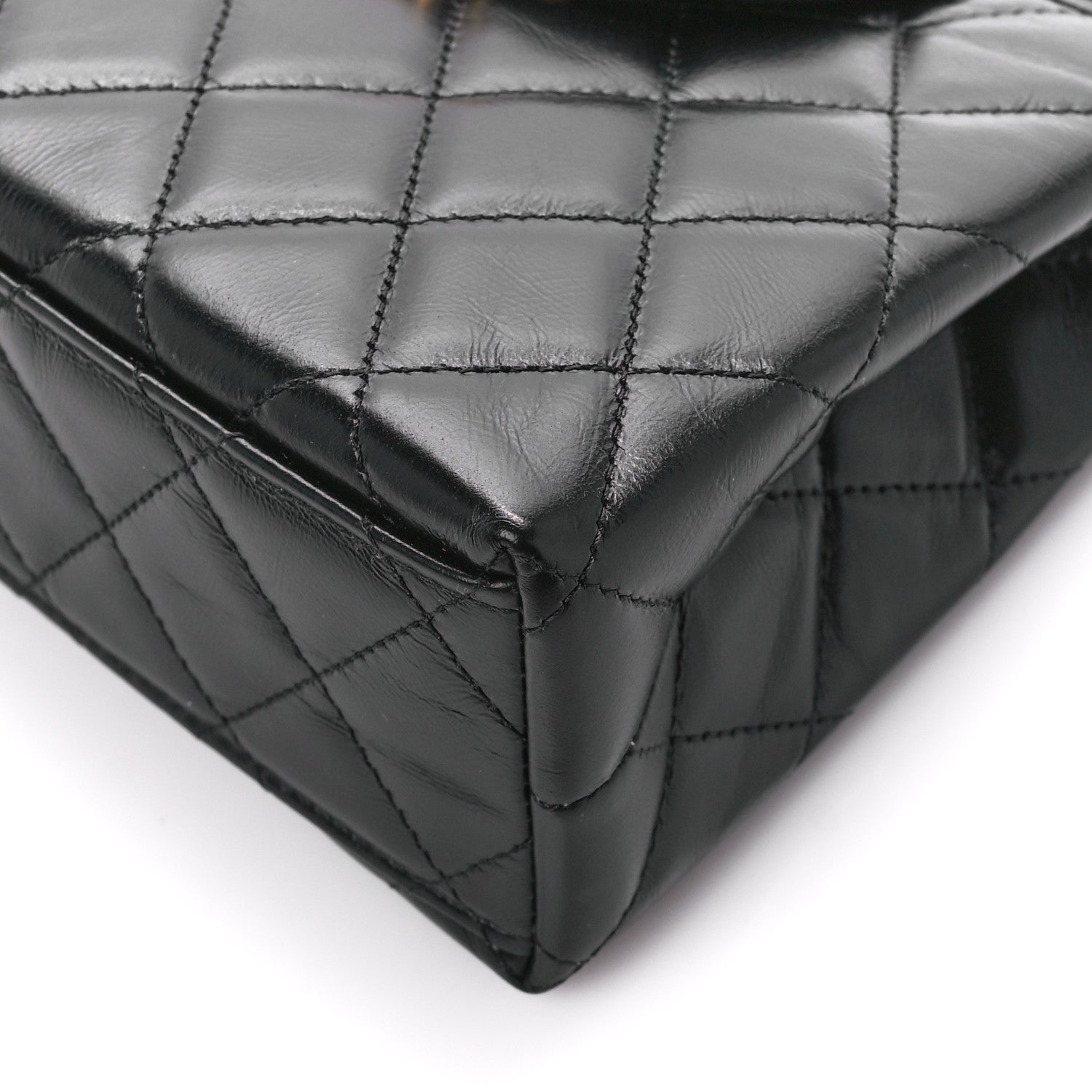 Chanel Shiny Aged Calfskin Quilted Nano Kelly Shopper Black 10 of 11