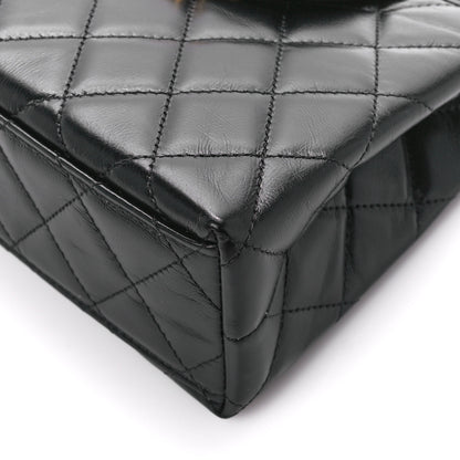Chanel Shiny Aged Calfskin Quilted Nano Kelly Shopper Black 10 of 11