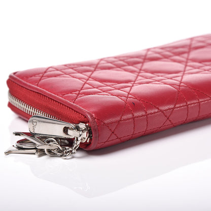 Christian Dior Lambskin Cannage Voyageur Wallet Red 5 of 9