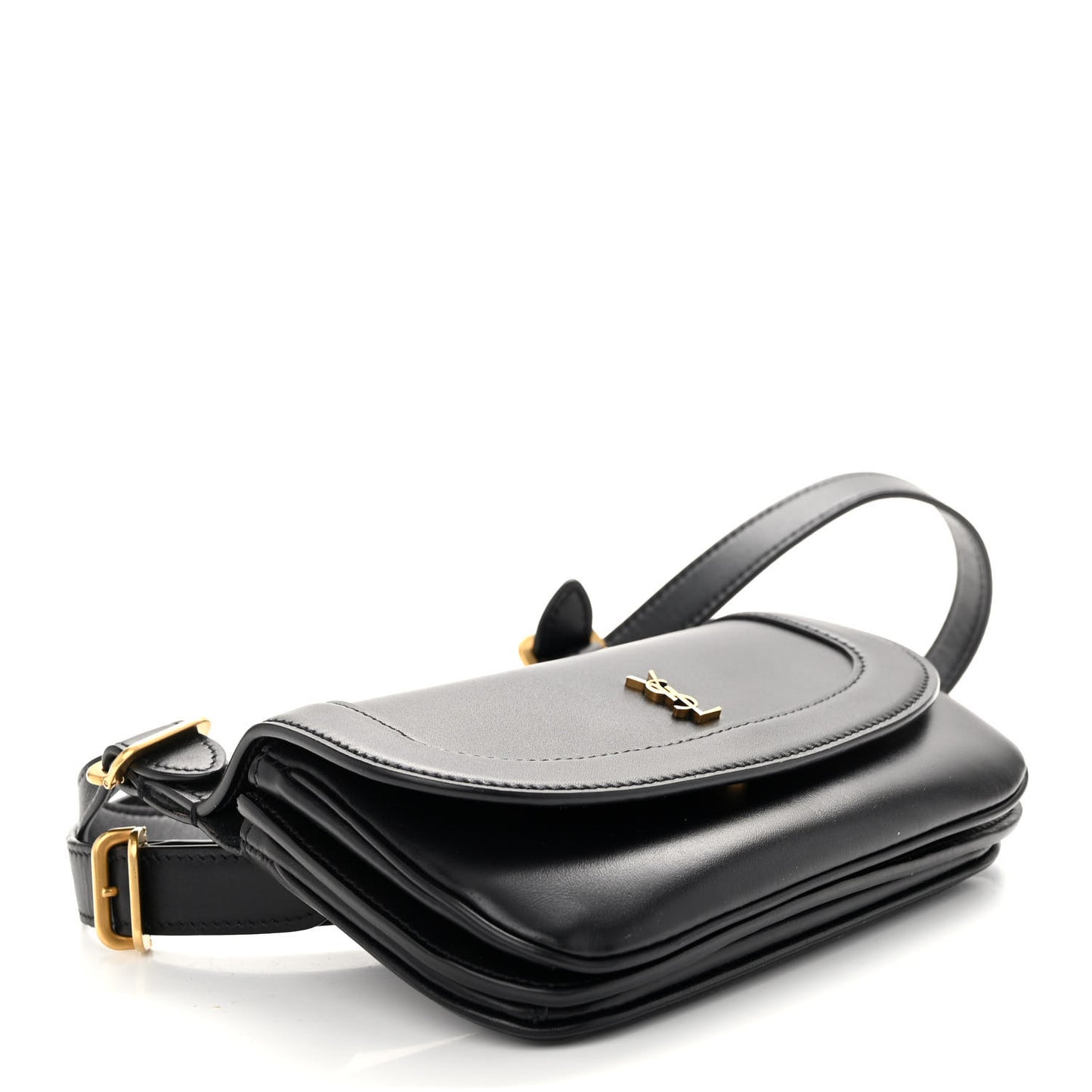 Smooth Calfskin Small Charlie Shoulder Bag Black