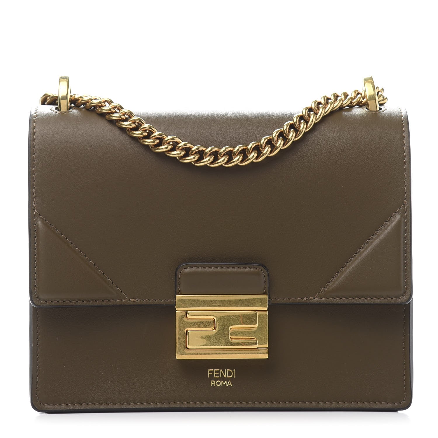Fendi Vitello Grace Matte Small Kan U Shoulder Bag Wood 1 of 9