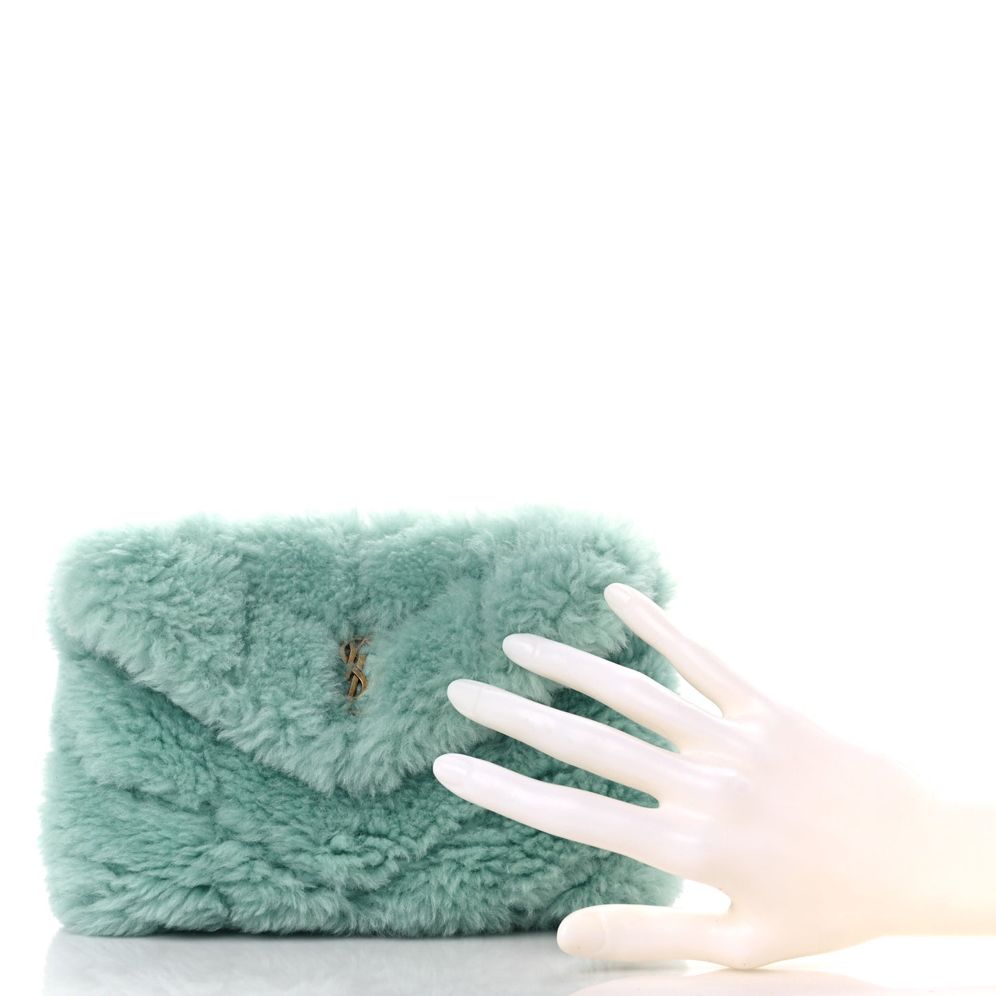 Shearling Quilted Monogram Loulou Puffer Pouch Clutch Iced Mint