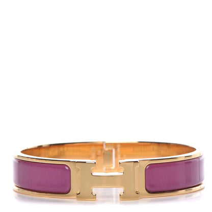 Hermes Enamel Narrow Clic Clac H Bracelet PM Rose Azalee 1 of 5