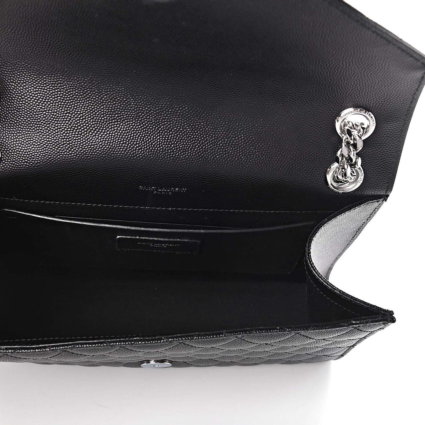 Grain De Poudre Textured Mixed Matelasse Triquilt Medium Monogram Satchel Black