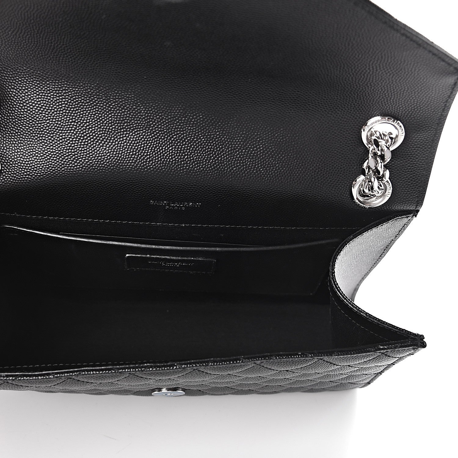 Saint Laurent Grain De Poudre Textured Mixed Matelasse Triquilt Medium Monogram Satchel Black 5 of 10