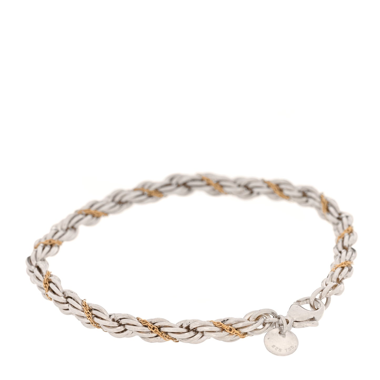 Sterling Silver 18K Yellow Gold Rope Chain Bracelet