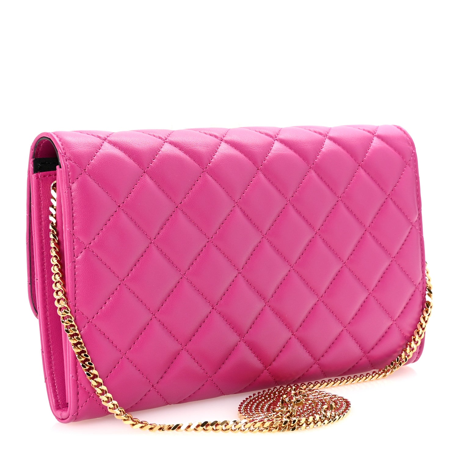 Versace Lambskin Quilted Medusa Wallet on Chain Crossbody Orchid 3 of 10