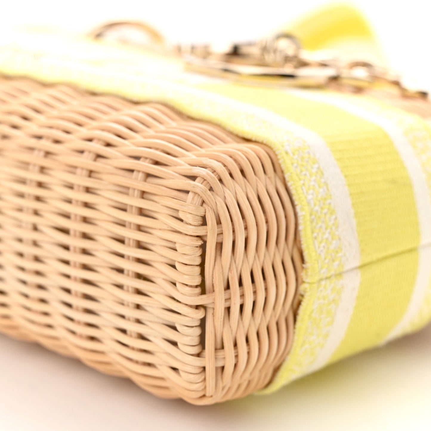 Wicker Oblique Dioriviera Medium Lady D-Joy Bag Natural Fluorescent Yellow