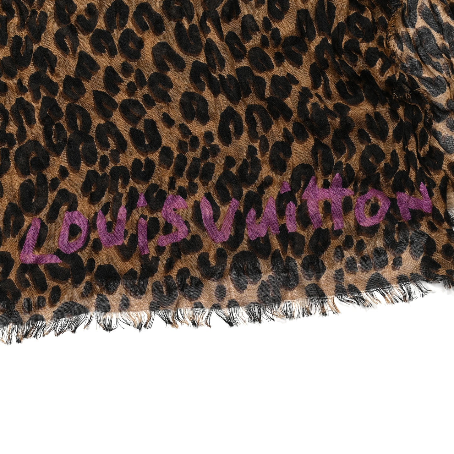 Cashmere Silk Leopard Etole Stole Marron