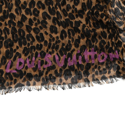 Louis Vuitton Cashmere Silk Leopard Etole Stole Marron 2 of 4