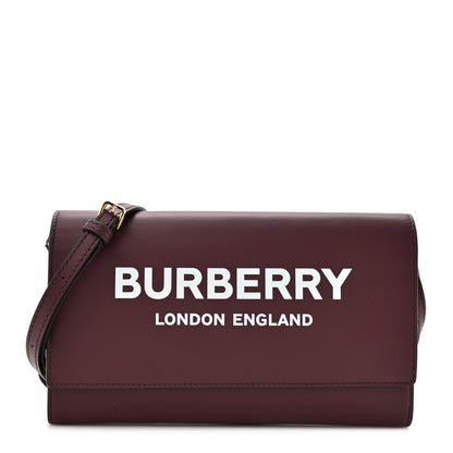 Burberry Calfskin Logo Hazelmere Wallet With Detachable Strap Mahogany Red 1 of 10