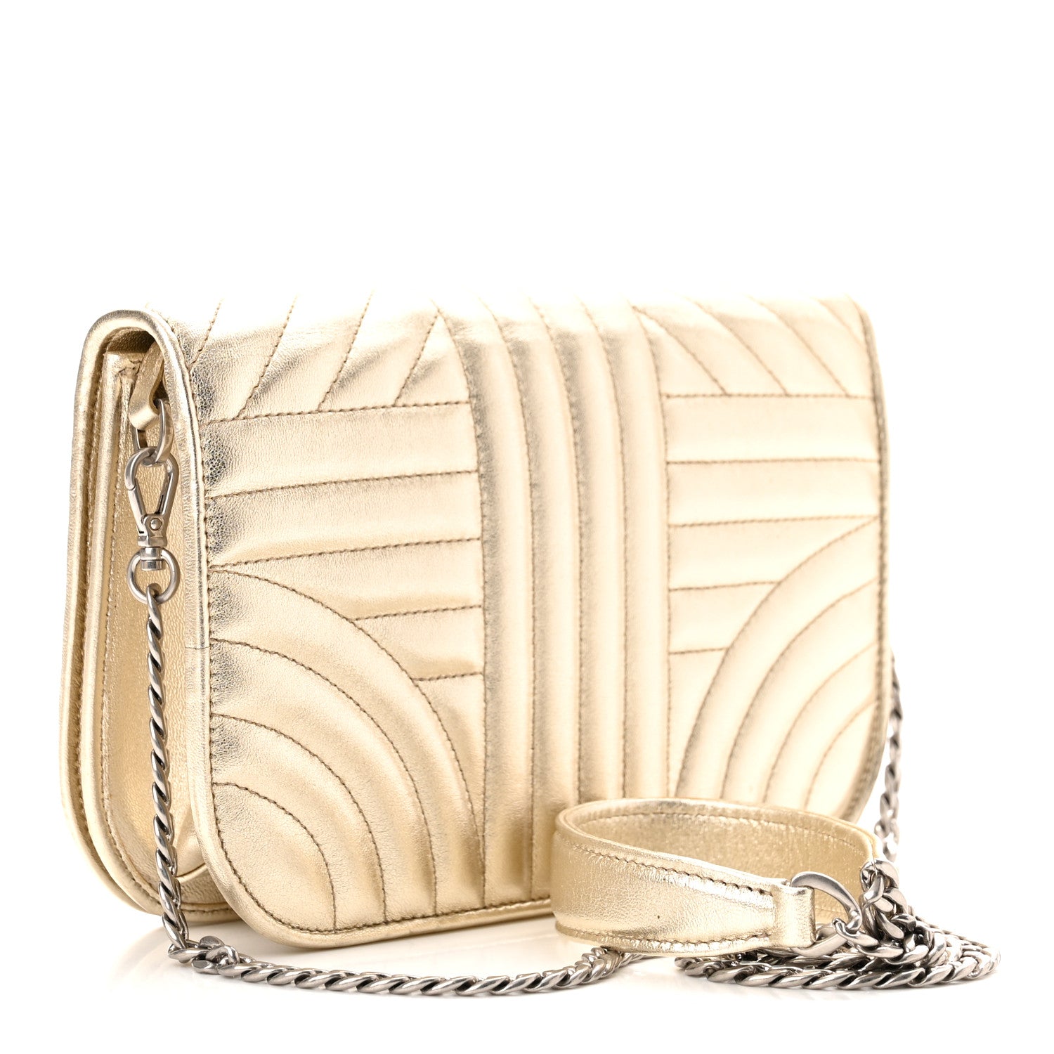 Prada Metallic Nappa Impunture Small Diagramme Crossbody Bag Gold 3 of 9
