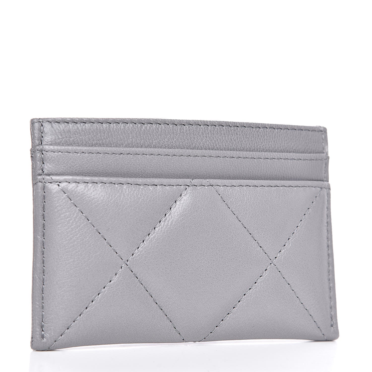Chanel Shiny Goatskin Quilted 19 Card Holder Grey 3 of 10