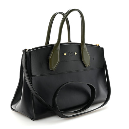Louis Vuitton Calfskin City Steamer EW Kaki Blue Black 3 of 9