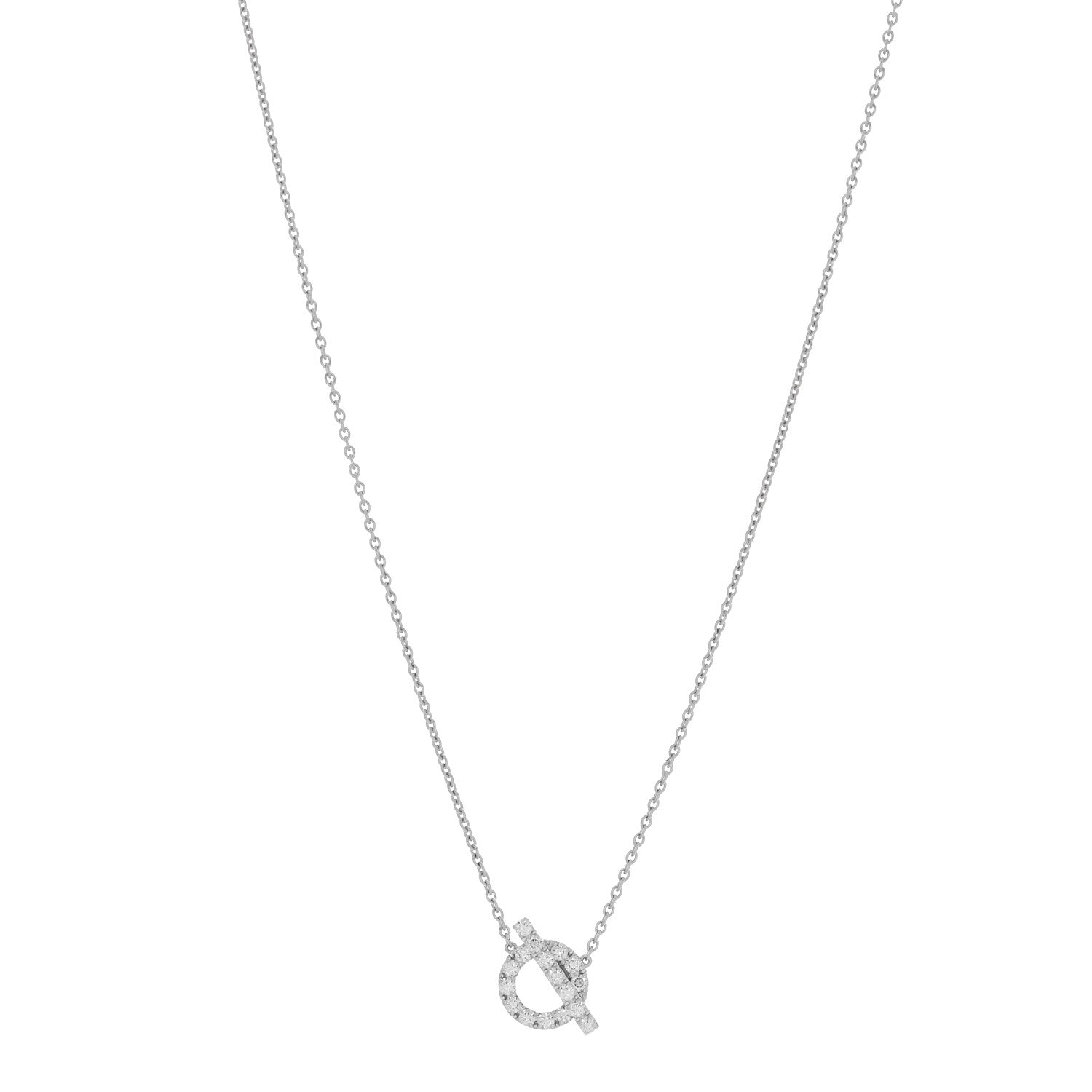 Hermes 18K White Gold Diamond Finesse Pendant Necklace 1 of 6