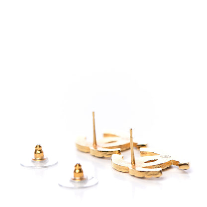 Chanel Resin Along The Nile CC Earrings Gold Black 3 of 5
