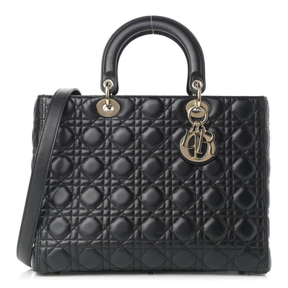 Christian Dior Lambskin Cannage Large Lady Dior Black 1 of 20