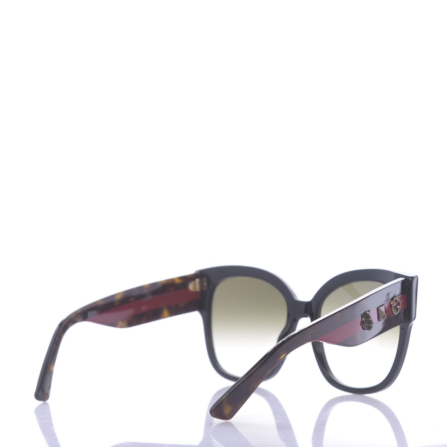 Gucci Acetate Square Frame Web Sunglasses GG0059S Black Tortoise 4 of 7