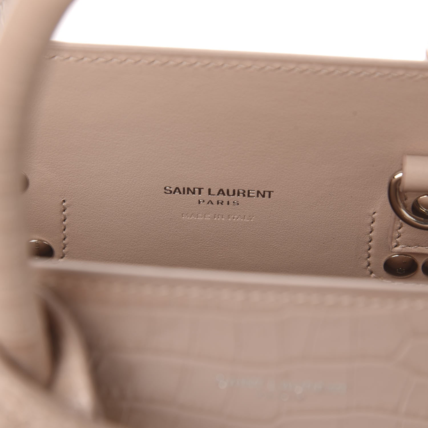 Saint Laurent Calfskin Crocodile Embossed Baby Sac De Jour Rose Antic 6 of 13