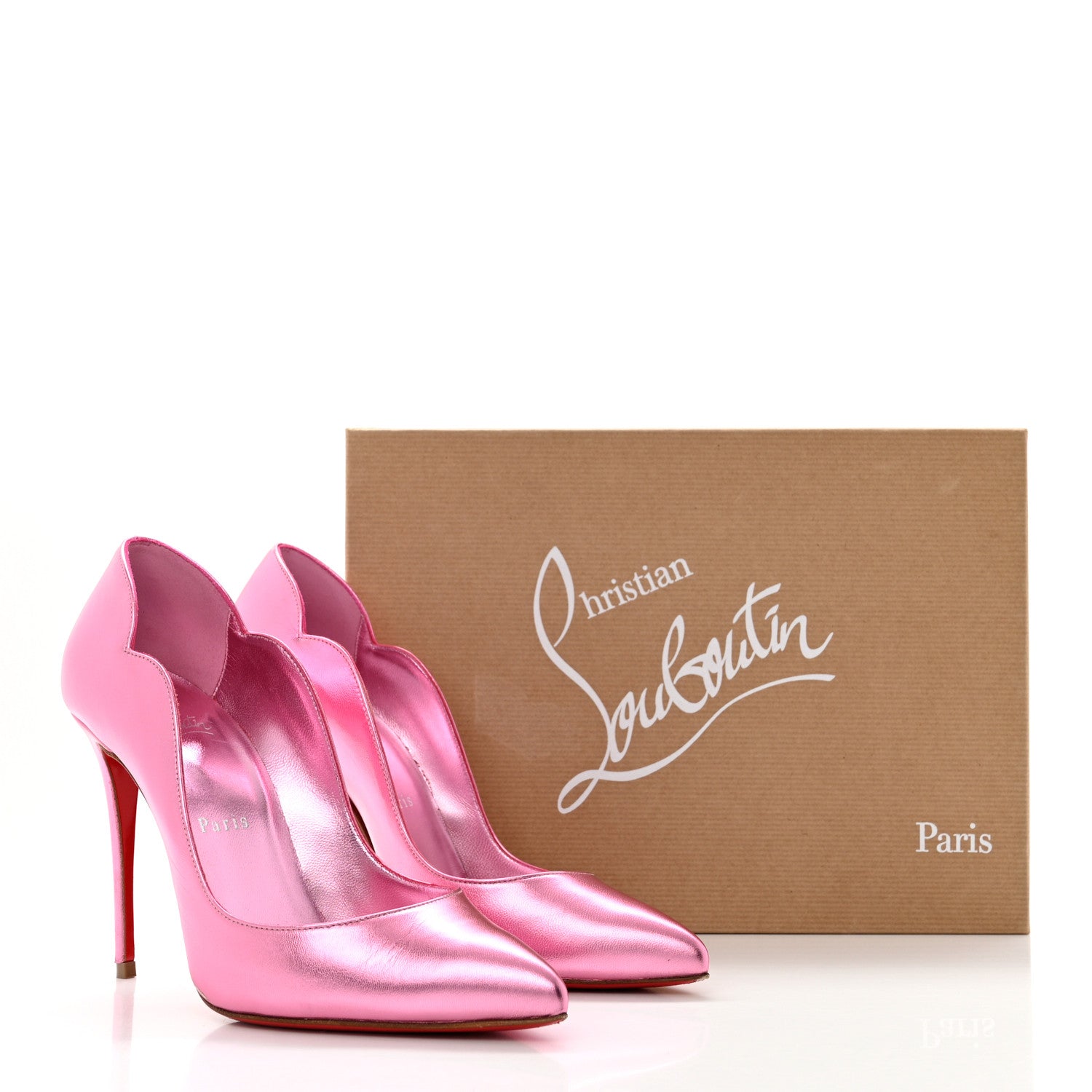 Christian Louboutin Metallic Patent Hot Chick 100 Pumps 37.5 Pink 9 of 9