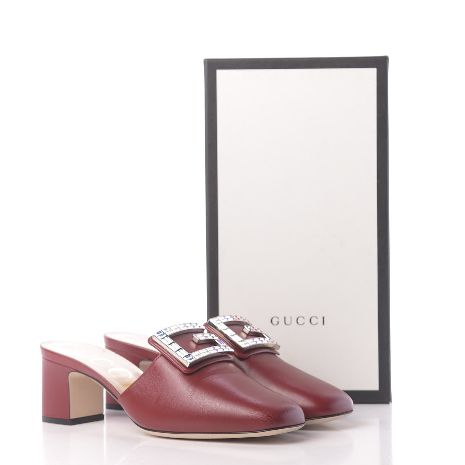 Gucci Malaga Kid Crystal Square G Madelyn Mules 40 Romantic Cerise 12 of 12