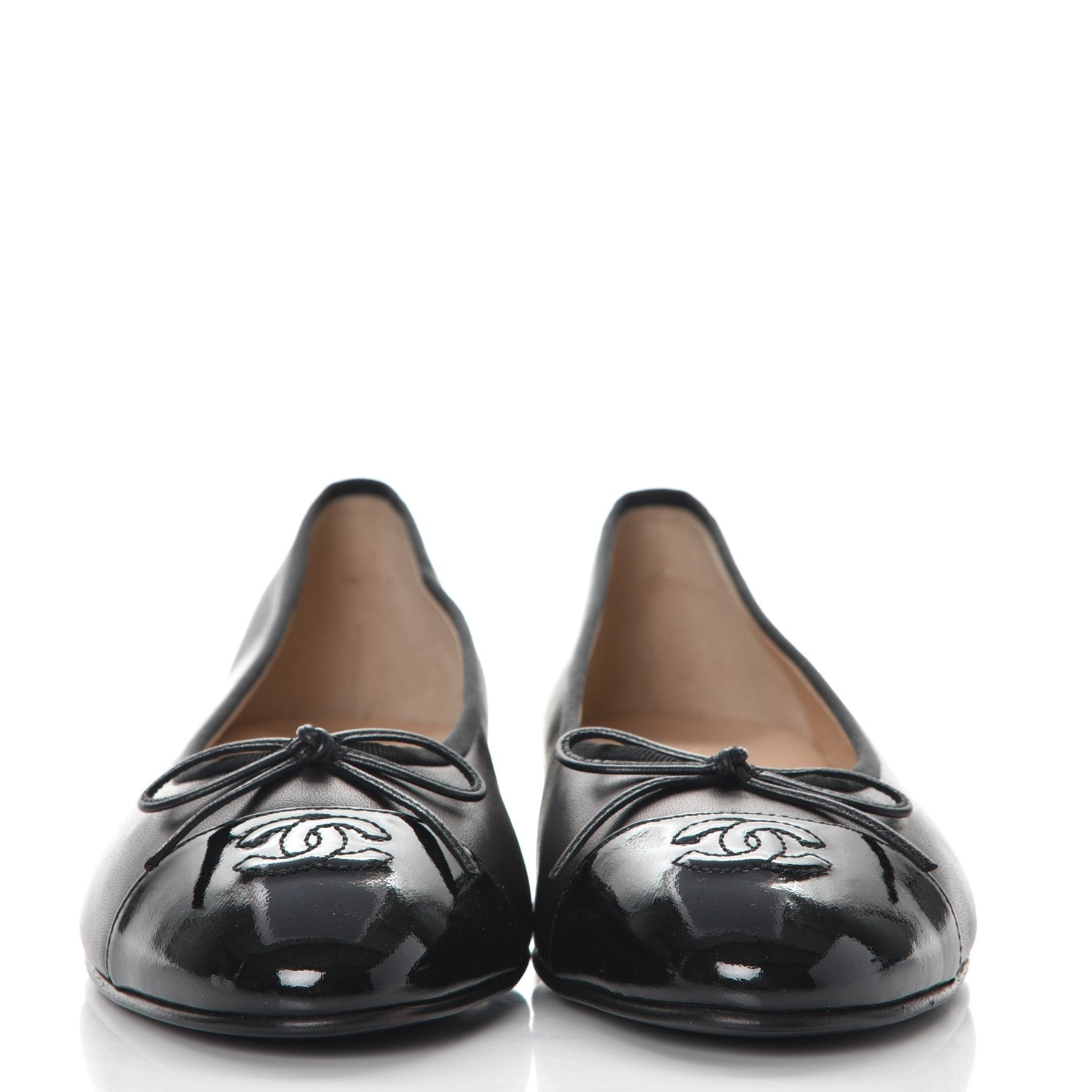Chanel Lambskin Patent Cap Toe Ballerina Flats 41 Black 2 of 11