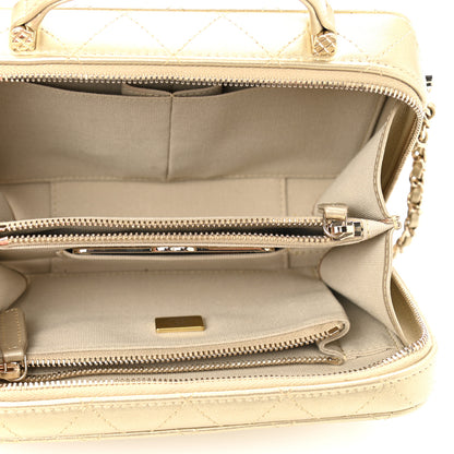 Chanel Metallic Lambskin Quilted Top Handle Vanity Case Gold 6 of 11