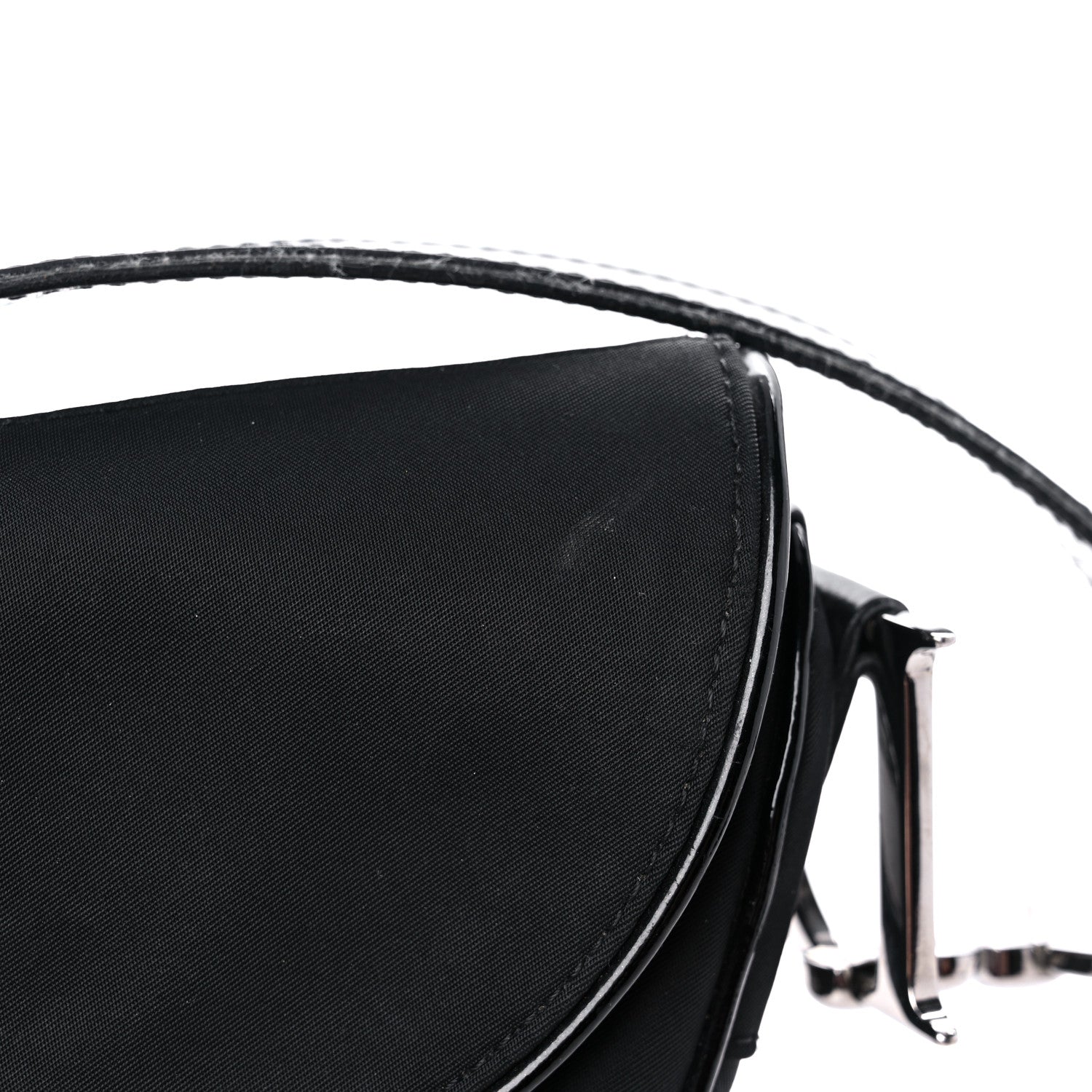 Christian Dior Canvas Patent Calfskin Saddle Bag Black 11 of 17