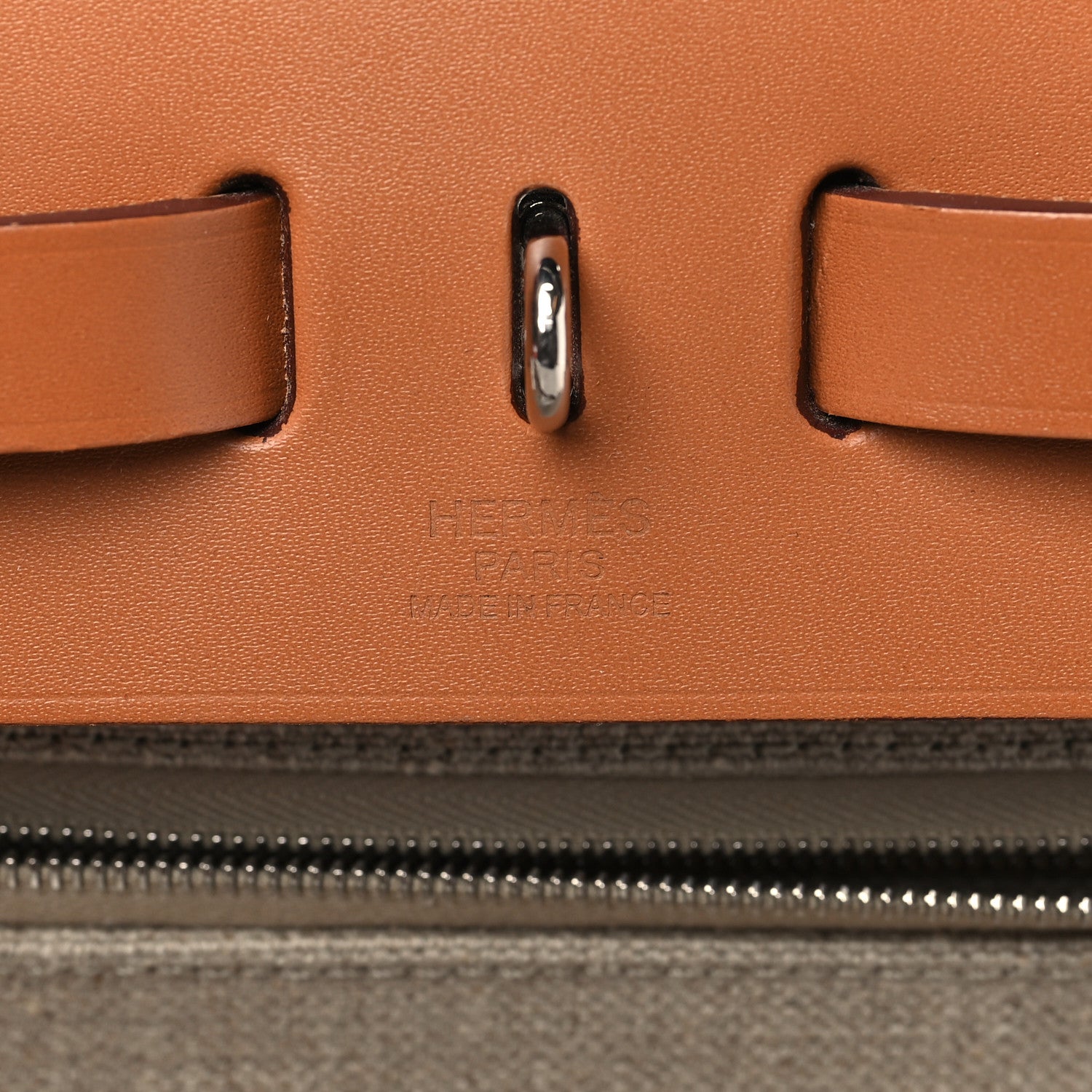 Hermes Military Toile Vache Hunter Herbag Zip Retourne 31 PM Beton Naturel 7 of 11