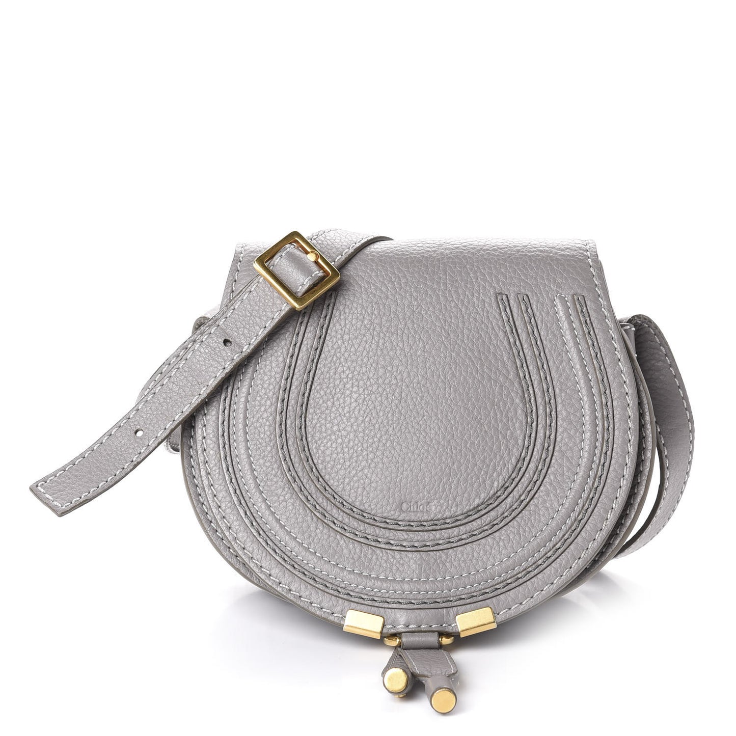Calfskin Mini Marcie Round Crossbody Bag Cashmere Grey
