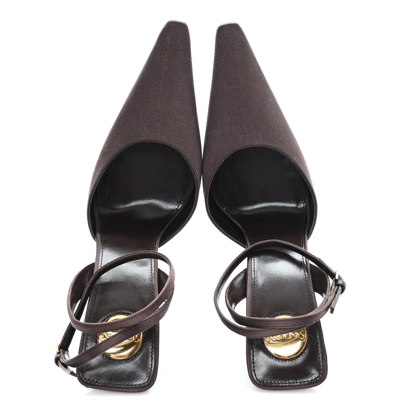 Silk Satin Aimee 110 Slingback Pumps 38 Black Brown