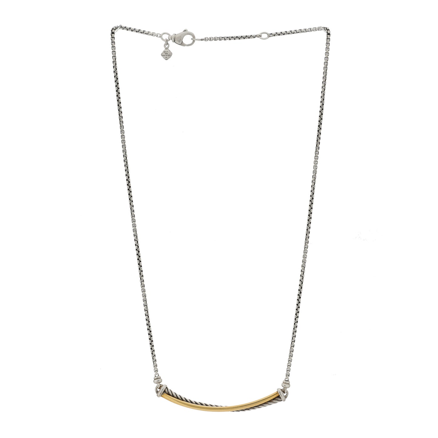 Sterling Silver 18K Yellow Gold Crossover Bar Pendant Necklace