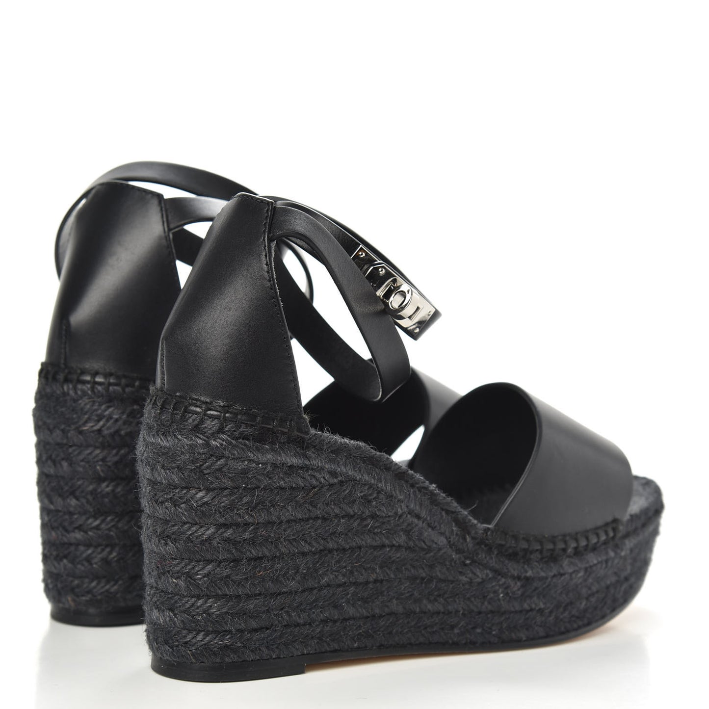 Calfskin Tipoli Espadrille Wedges 38 Black