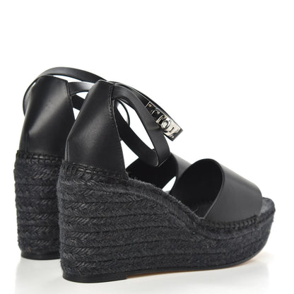 Hermes Calfskin Tipoli Espadrille Wedges 38 Black 4 of 7