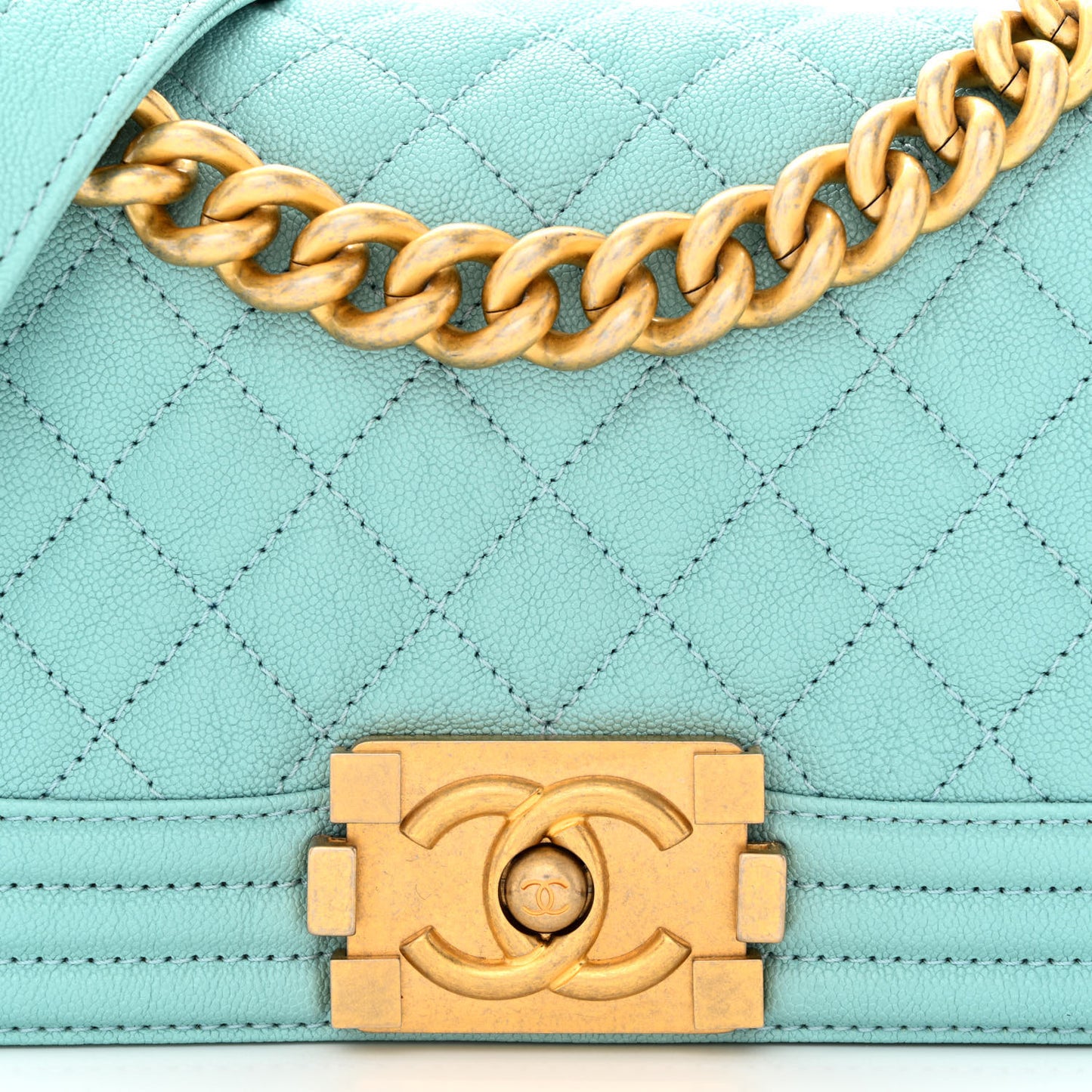 Caviar Quilted Small Boy Flap Light Blue