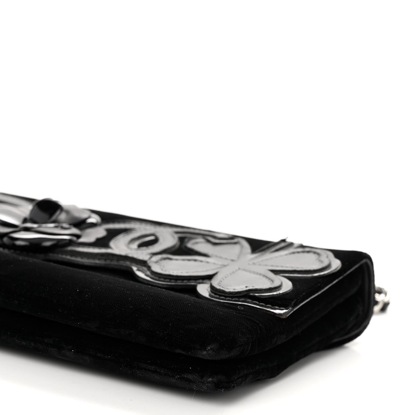 Velvet Lambskin Camellia No. 5 Flap Bag Black