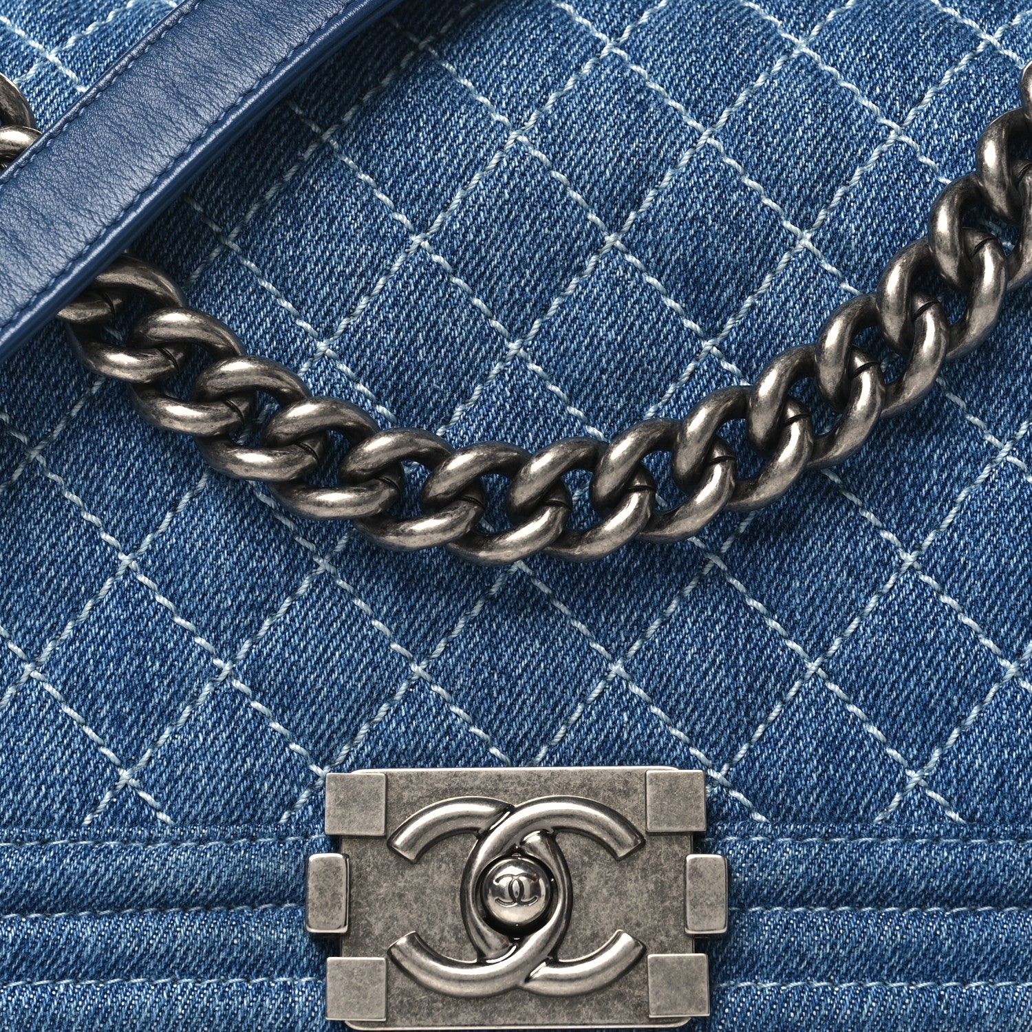 Chanel Denim Quilted Medium Boy Flap Blue 8 of 12