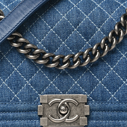 Chanel Denim Quilted Medium Boy Flap Blue 8 of 12