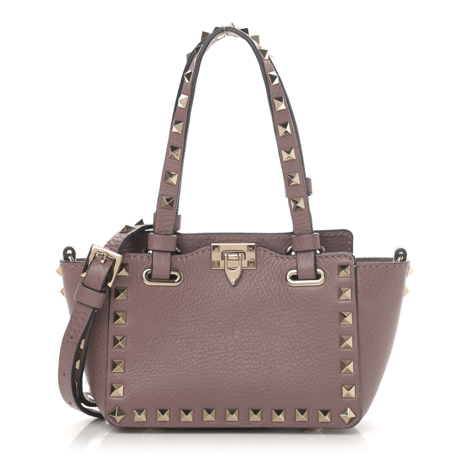 Valentino Garavani Grained Calfskin Micro Rockstud Tote Dark Mauve 1 of 4