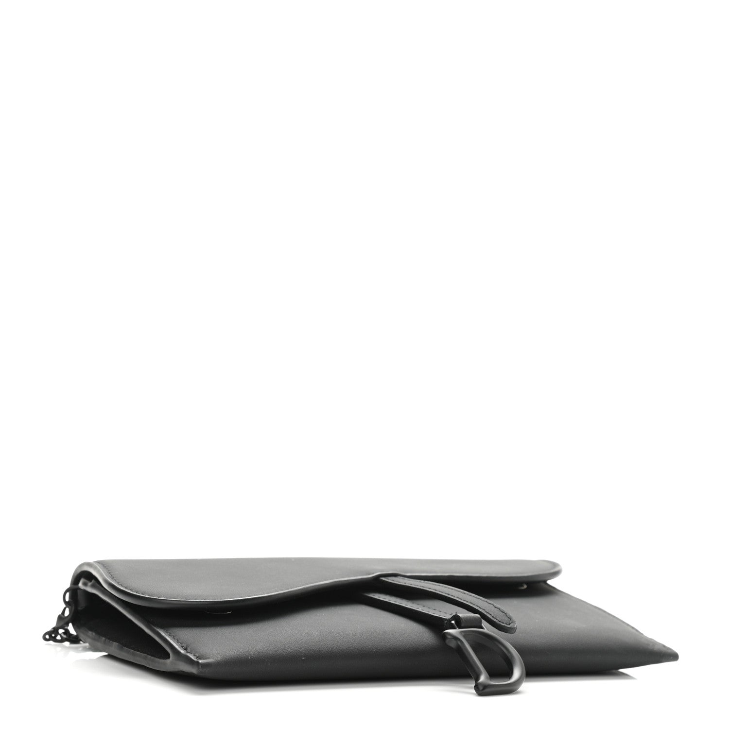 Christian Dior Ultra Matte Calfskin Saddle Chain Wallet Pouch Black 5 of 9