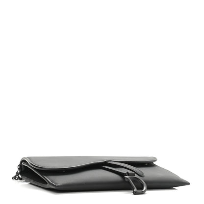 Christian Dior Ultra Matte Calfskin Saddle Chain Wallet Pouch Black 5 of 9