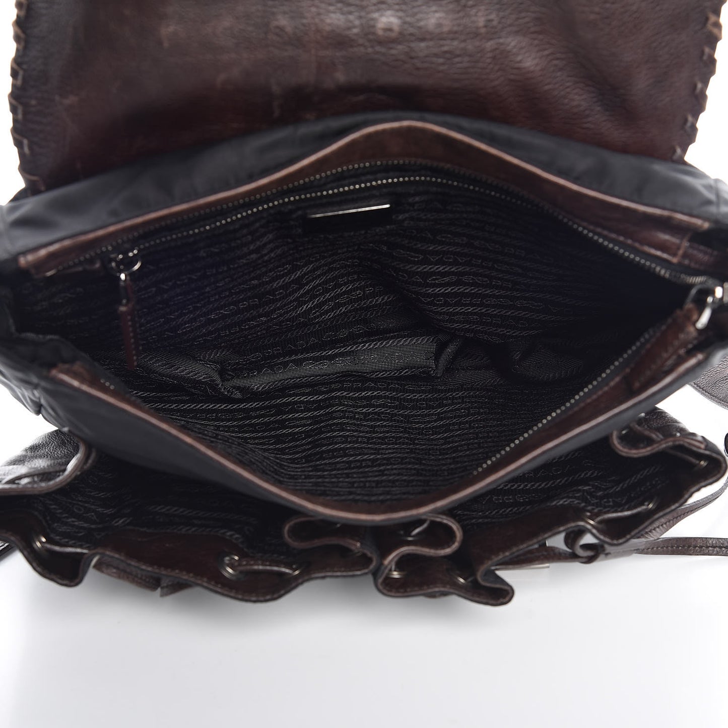 Tessuto Nylon Calfskin Studded Shoulder Bag Bruciato