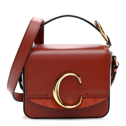 Chloe Shiny Calfskin Suede Mini C Double Carry Sepia Brown 1 of 9