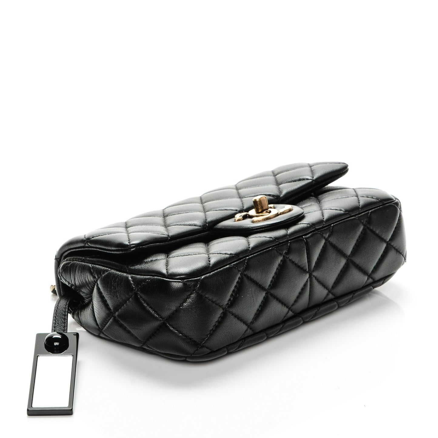 Lambskin Quilted Meat Packaged Mini Rectangular Flap Black