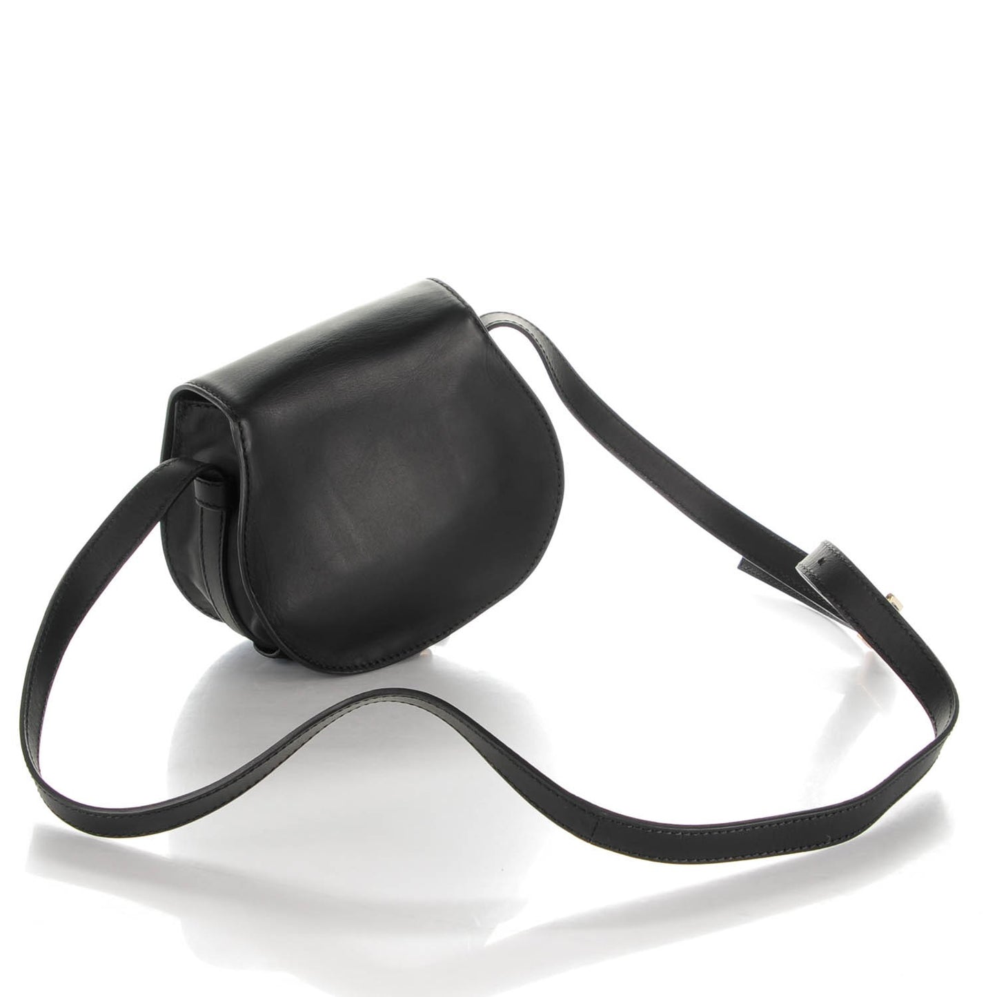 Calfskin Mini Marcie Metal Bar Trim Crossbody Bag Black