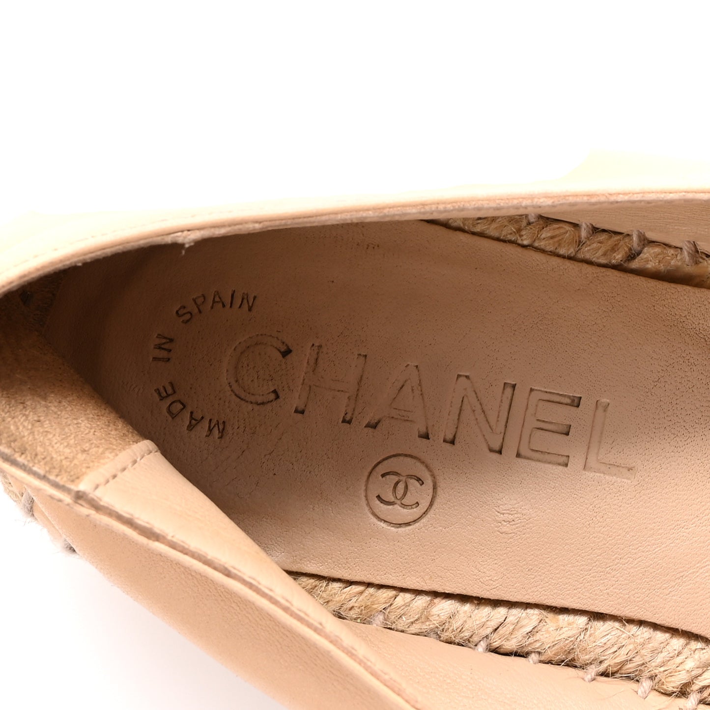 Lambskin CC Espadrilles 37 Beige Black