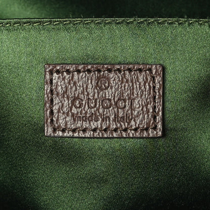 Gucci Monogram Textured Dollar Calfskin Heavy Grosgrain Web Medium Maxi Horsebit Chain Shoulder Bag Beige Ebony New Acero 6 of 8