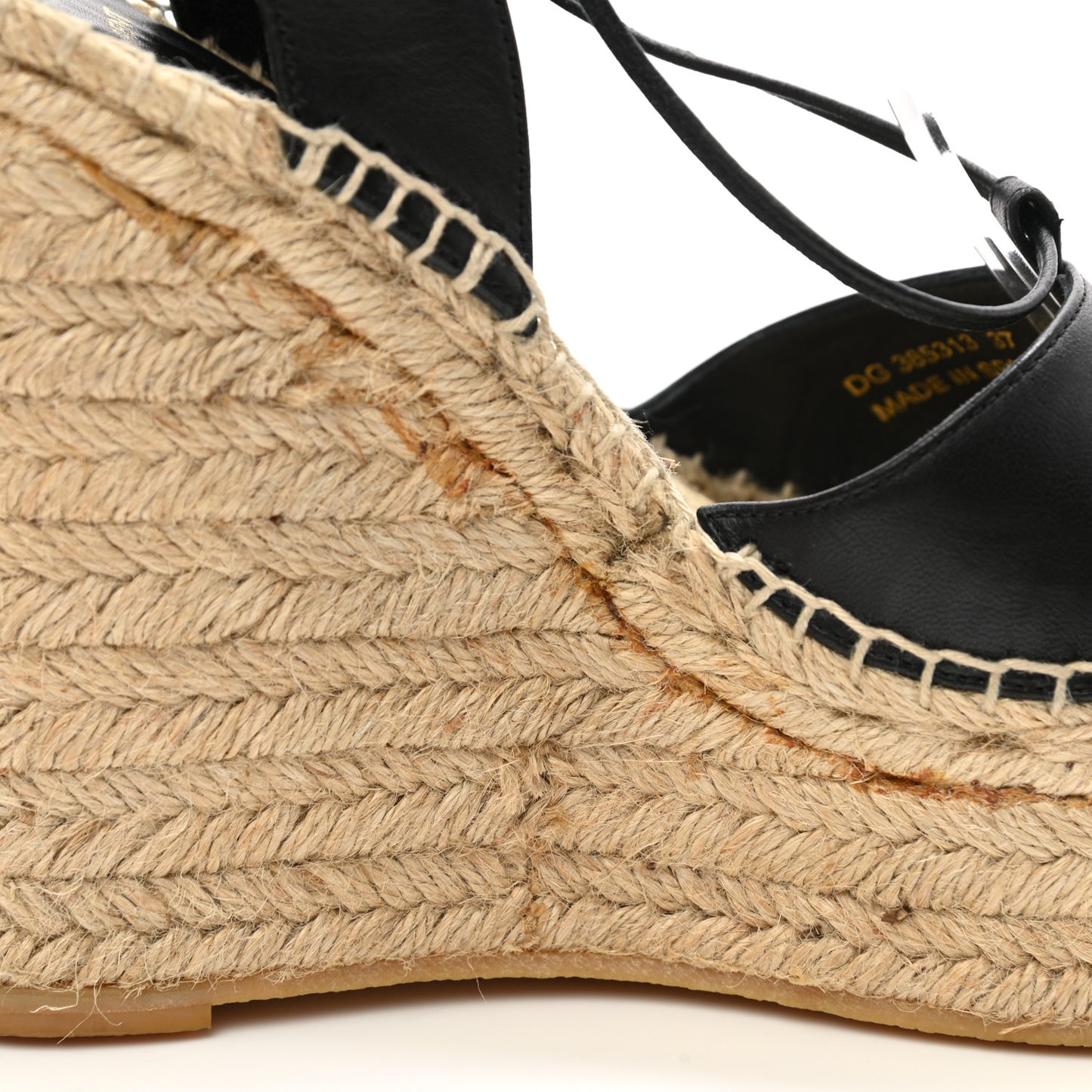 Calfskin Espadrille Lace-Up Wedges 37 Black
