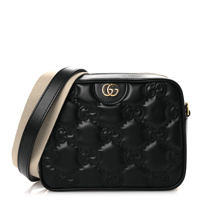 Gucci Calfskin GG Matelasse Shoulder Bag Black Natural 1 of 11